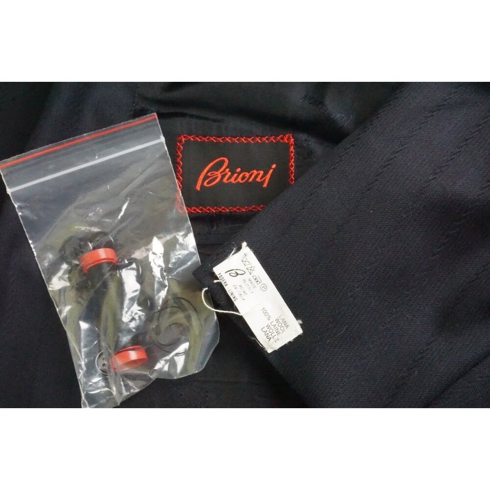 Brioni Plinio Navy Blue Textured 100% Wool Double Breasted Sport Coat Sz 50R NEW - Picture 2 of 13